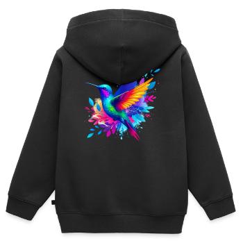 Kolibri - Kinder Premium Organic Zip Hoodie - Schwarz - Hinten - AI Model Kid Male (0cm)