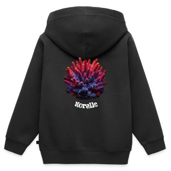 Koralle - Kinder Premium Organic Zip Hoodie - Schwarz - Hinten - AI Model Kid Male (0cm)