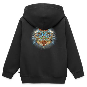 Amulette artistique composée d’insectes en forme florale - Sweat Premium à capuche zippé enfant bio - noir - Dos - AI Model Kid Male (0cm)