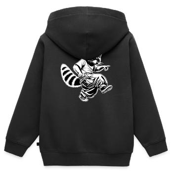 Raton laveur hiphop - Sweat Premium à capuche zippé enfant bio - noir - Dos - AI Model Kid Male (0cm)
