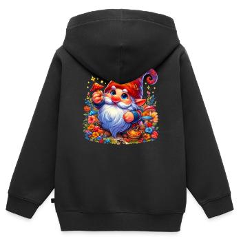 Gnome Goblin Elf - Kids Premium Organic Zip-up Hoodie - black - Back - AI Model Kid Male (0cm)