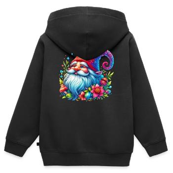 Elfe gobelin gnome - Sweat Premium à capuche zippé enfant bio - noir - Dos - AI Model Kid Male (0cm)