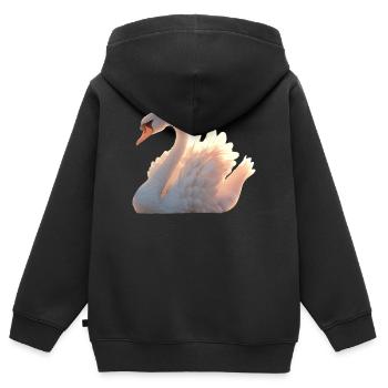Cygne muet Cygne Oie Canard Cygne Cygne blanc - Sweat Premium à capuche zippé enfant bio - noir - Dos - AI Model Kid Male (0cm)