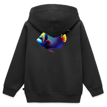 Kaiser-Engelsfisch - Kinder Premium Organic Zip Hoodie - Schwarz - Hinten - AI Model Kid Male (0cm)