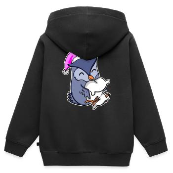 Eule Müde Ausschlafen Schlafen Mädchen - Kinder Premium Organic Zip Hoodie - Schwarz - Hinten - AI Model Kid Male (0cm)
