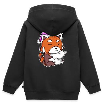 Petit panda de l’Ouest - Sweat Premium à capuche zippé enfant bio - noir - Dos - AI Model Kid Male (0cm)