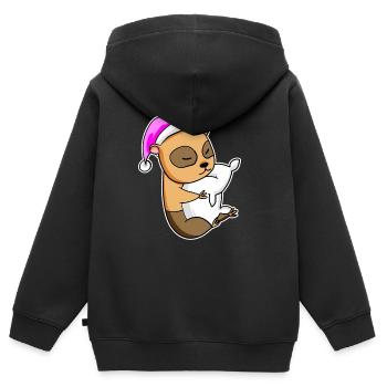 Meerschwein Müde Ausschlafen Schlafen Mädchen - Kinder Premium Organic Zip Hoodie - Schwarz - Hinten - AI Model Kid Male (0cm)