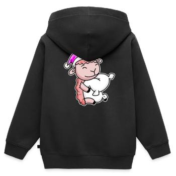 Schaf Müde Ausschlafen Schlafen Mädchen - Kinder Premium Organic Zip Hoodie - Schwarz - Hinten - AI Model Kid Male (0cm)