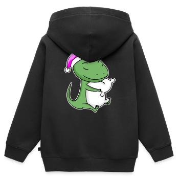 Eidechse Müde Ausschlafen Schlafen Mädchen - Kinder Premium Organic Zip Hoodie - Schwarz - Hinten - AI Model Kid Male (0cm)