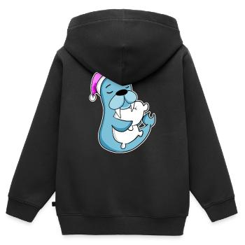 Seelöwe Müde Ausschlafen Schlafen Mädchen - Kinder Premium Organic Zip Hoodie - Schwarz - Hinten - AI Model Kid Male (0cm)