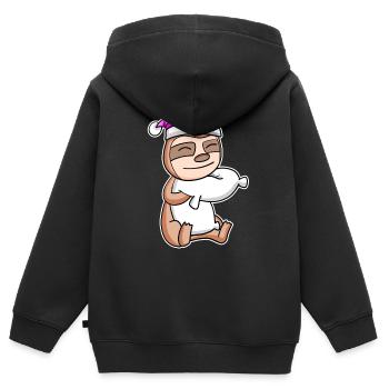 Faultier Müde Ausschlafen Schlafen Mädchen - Kinder Premium Organic Zip Hoodie - Schwarz - Hinten - AI Model Kid Male (0cm)