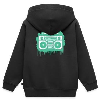Cyan Boom Box - Sweat Premium à capuche zippé enfant bio - noir - Dos - AI Model Kid Male (0cm)