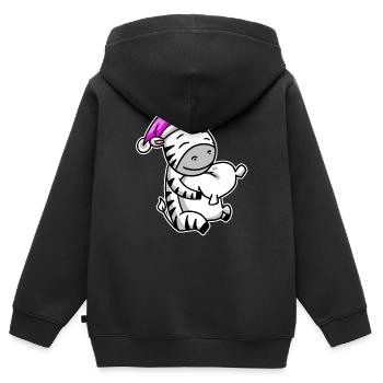 Zebra Müde Ausschlafen Schlafen Mädchen - Kinder Premium Organic Zip Hoodie - Schwarz - Hinten - AI Model Kid Male (0cm)