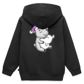 Ziege Müde Ausschlafen Schlafen Mädchen - Kinder Premium Organic Zip Hoodie - Schwarz - Hinten - AI Model Kid Male (0cm)