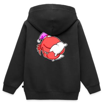 Krabbe Müde Ausschlafen Schlafen Mädchen - Kinder Premium Organic Zip Hoodie - Schwarz - Hinten - AI Model Kid Male (0cm)