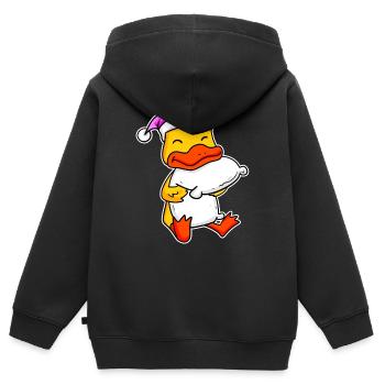 Ente Müde Ausschlafen Schlafen Mädchen - Kinder Premium Organic Zip Hoodie - Schwarz - Hinten - AI Model Kid Male (0cm)