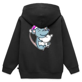 Maus Müde Ausschlafen Schlafen Mädchen - Kinder Premium Organic Zip Hoodie - Schwarz - Hinten - AI Model Kid Male (0cm)