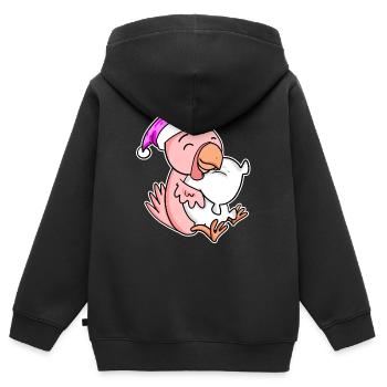 Huhn Müde Ausschlafen Schlafen Mädchen - Kinder Premium Organic Zip Hoodie - Schwarz - Hinten - AI Model Kid Male (0cm)