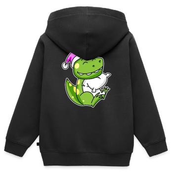 Dinosaurier Müde Ausschlafen Schlafen Mädchen - Kinder Premium Organic Zip Hoodie - Schwarz - Hinten - AI Model Kid Male (0cm)