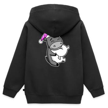 Esel Müde Ausschlafen Schlafen Mädchen - Kinder Premium Organic Zip Hoodie - Schwarz - Hinten - AI Model Kid Male (0cm)