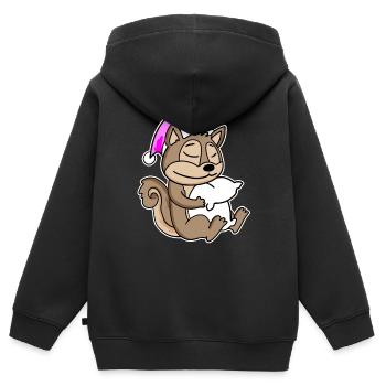 Eichhörnchen Müde Ausschlafen Schlafen Mädchen - Kinder Premium Organic Zip Hoodie - Schwarz - Hinten - AI Model Kid Male (0cm)