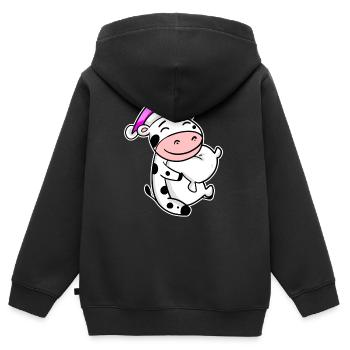 Kuh Müde Ausschlafen Schlafen Mädchen - Kinder Premium Organic Zip Hoodie - Schwarz - Hinten - AI Model Kid Male (0cm)
