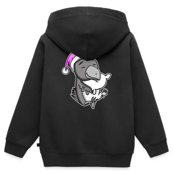 Krähe Müde Ausschlafen Schlafen Mädchen - Kinder Premium Organic Zip Hoodie - Schwarz - Hinten - AI Model Kid Male (0cm)