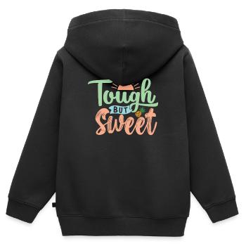 Dur et doux - Sweat Premium à capuche zippé enfant bio - noir - Dos - AI Model Kid Male (0cm)