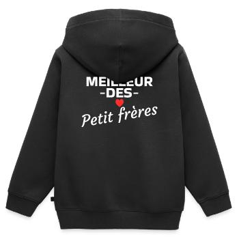 Das Beste von den kleinen Brüdern - Kinder Premium Organic Zip Hoodie - Schwarz - Hinten - AI Model Kid Male (0cm)