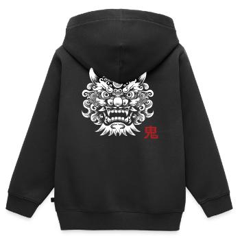 Oni, japanischer Dämon - Kinder Premium Organic Zip Hoodie - Schwarz - Hinten - AI Model Kid Male (0cm)