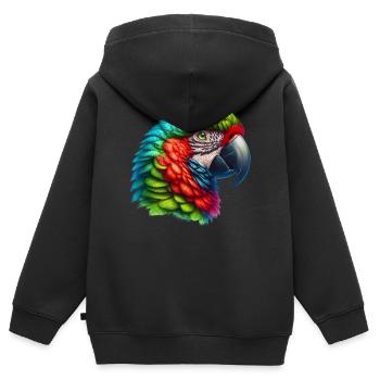 Perroquet - Sweat Premium à capuche zippé enfant bio - noir - Dos - AI Model Kid Male (0cm)