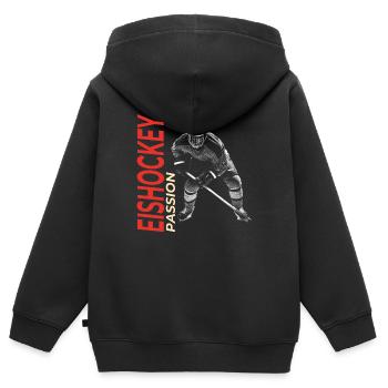 Eishockey Passion - Kinder Premium Organic Zip Hoodie - Schwarz - Hinten - AI Model Kid Male (0cm)