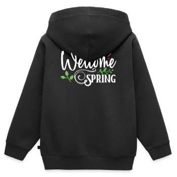 Willkommen Frühling - Kinder Premium Organic Zip Hoodie - Schwarz - Hinten - AI Model Kid Male (0cm)