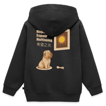 Hund und Tennisball Bild - Kinder Premium Organic Zip Hoodie - Schwarz - Hinten - AI Model Kid Male (0cm)