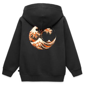 Stylized Hokusai Wave - Kids Premium Organic Zip-up Hoodie - black - Back - AI Model Kid Male (0cm)
