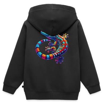 Gecko - Kids Premium Organic Zip-up Hoodie - black - Back - AI Model Kid Male (0cm)