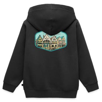 Historisches Zentrum: Frankfurter Rathaus - Kinder Premium Organic Zip Hoodie - Schwarz - Hinten - AI Model Kid Male (0cm)