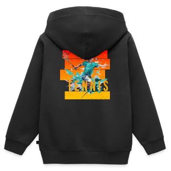 Tennis - Kinder Premium Organic Zip Hoodie - Schwarz - Hinten - AI Model Kid Male (0cm)