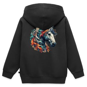 Horse - Kids Premium Organic Zip-up Hoodie - black - Back - AI Model Kid Male (0cm)