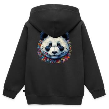 Panda - Kinder Premium Organic Zip Hoodie - Schwarz - Hinten - AI Model Kid Male (0cm)