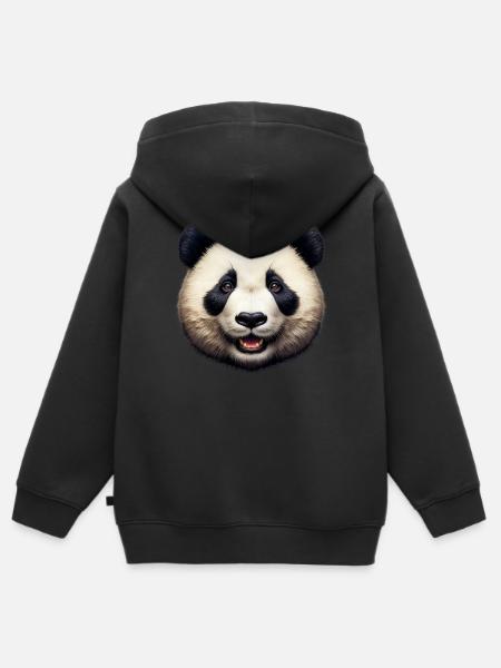 Panda - Kinder Premium Organic Zip Hoodie - Schwarz