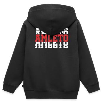 t-shirt Amleto t-shirt idée cadeau texte empilé - Sweat Premium à capuche zippé enfant bio - noir - Dos - AI Model Kid Male (0cm)