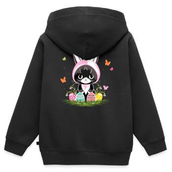 Ostern Katze Ostereier Hasenkostüm - Kinder Premium Organic Zip Hoodie - Schwarz - Hinten - AI Model Kid Male (0cm)