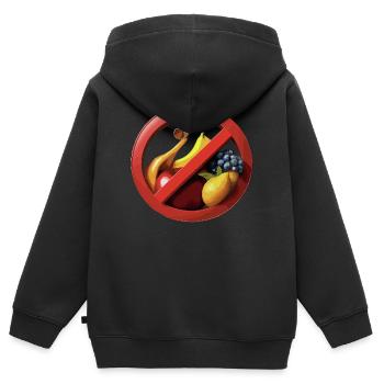 L’abstinence de fruits avec les panneaux d’interdiction - Sweat Premium à capuche zippé enfant bio - noir - Dos - AI Model Kid Male (0cm)