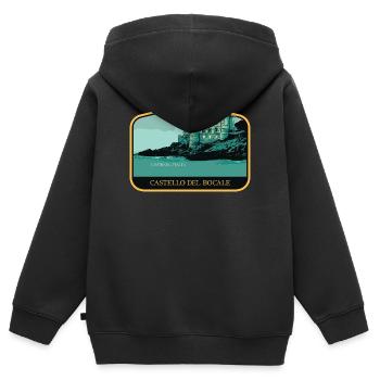 Château de Boccale : Charme toscan côtier - Sweat Premium à capuche zippé enfant bio - noir - Dos - AI Model Kid Male (0cm)