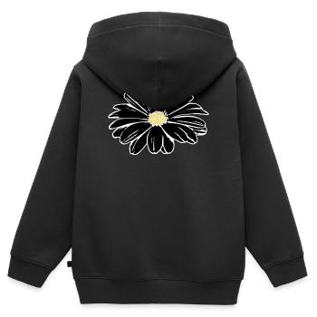 Fleur, Noir, Fleurs, Noir, Fleur - Sweat Premium à capuche zippé enfant bio - noir - Dos - AI Model Kid Male (0cm)