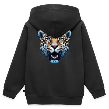 Leopard - Kinder Premium Organic Zip Hoodie - Schwarz - Hinten - AI Model Kid Male (0cm)