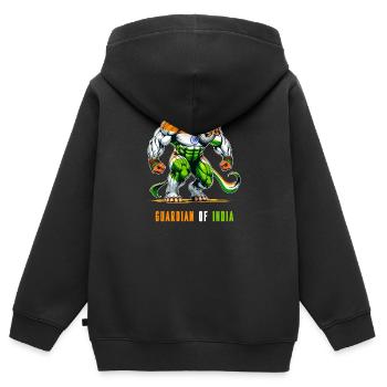 Inde Drapeaux nationaux des éléphants - Sweat Premium à capuche zippé enfant bio - noir - Dos - AI Model Kid Male (0cm)
