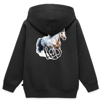 Wildpferd - Kinder Premium Organic Zip Hoodie - Schwarz - Hinten - AI Model Kid Male (0cm)