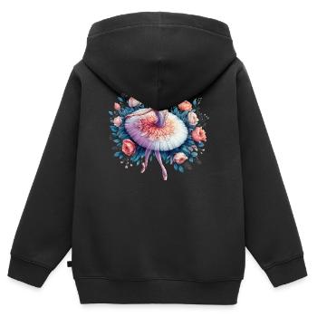 Balletttänzerin mit Tutu - Kinder Premium Organic Zip Hoodie - Schwarz - Hinten - AI Model Kid Male (0cm)